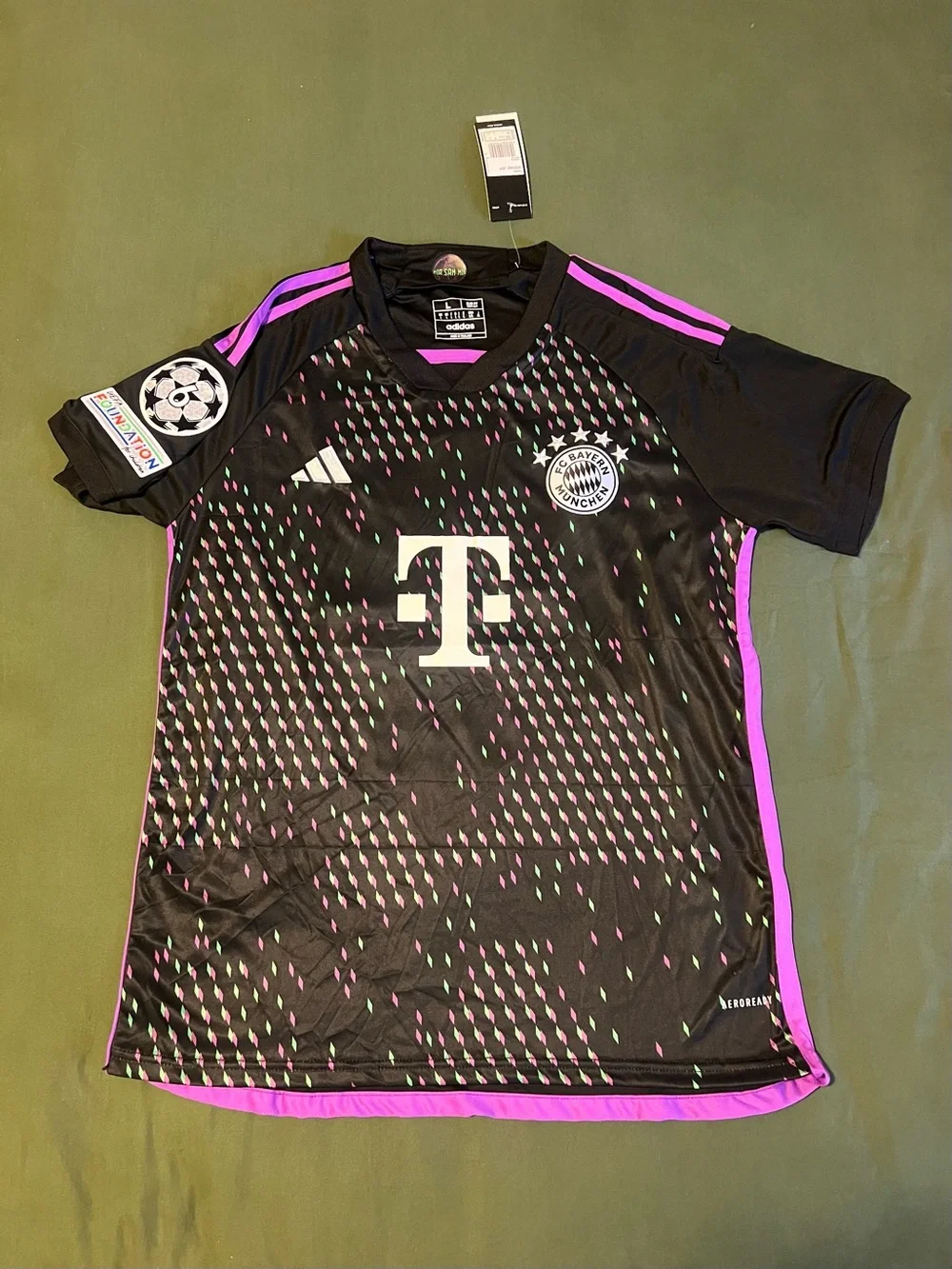 Adidas Bayern Munich Jamal Musiala #42 Black Soccer Jersey with Pink Trim